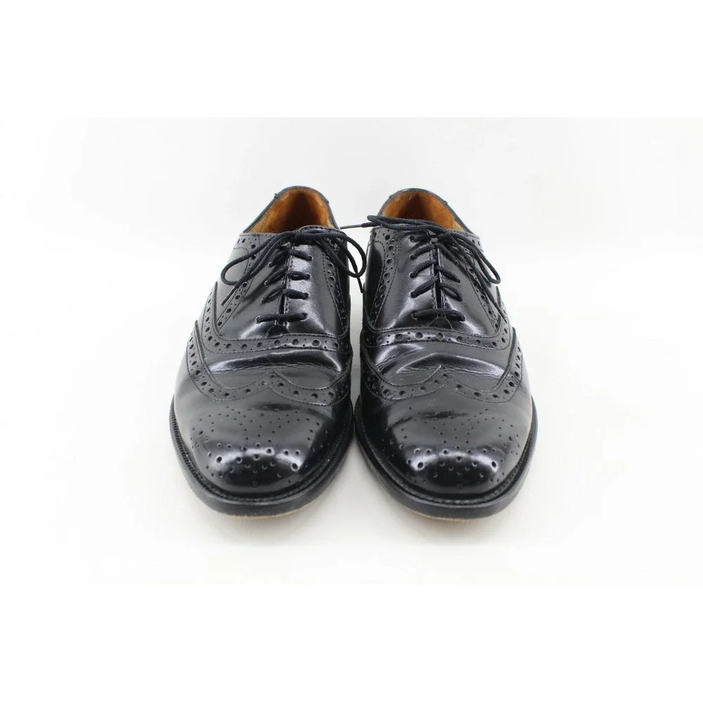 Vintage Gran Flex‎ by Emyco Black Leather Brogue Wingtip Shoes Size 9.5M 139508
